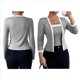 thumbnail image 3 of Conjunto de Dos Piezas de Cárdigan con Bloques de Color en Contraste para Mujer, Cárdigan Corto de Larga y Chal A Rayas. Gris XXL, 3 of 7
