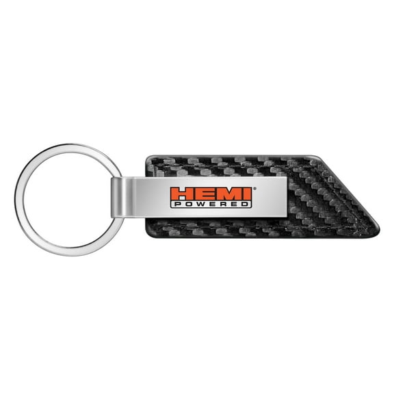 HEMI Powered Carbon Fiber Texture Black Leather Strap Key Chain