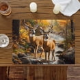 thumbnail image 2 of Orange Autumn Deer Placemats for Dinning Table Set of 4, Vintage Forest River Burlap Kitchen Place Mats Waterproof Cloth Table Mats, Indoor Outdoor Placemats Easy Clean Dinner Decor, 2 of 8