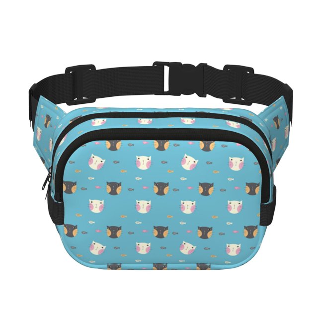 Disketp Cat Fish Riñonera de Doble Capa, Bolsa de Cintura Ajustable para Viajes, Correr y Senderismo, Riñonera Ligera para Hombre y Mujer