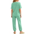 thumbnail image 5 of Girls Jogger Set Sport 2 Piece Set Short Sleeve T Shirt and Sweatpants Soft Matching Casual Outfit Mint Green 5-6Years, 5 of 7