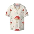 thumbnail image 4 of Uemuo Flat Mushrooms Pattern Cotton Linen Short Sleeve Shirts,Casual Lightweight Button Down Shirts,Vacation Beach Summer Tops-3X-Large, 4 of 7