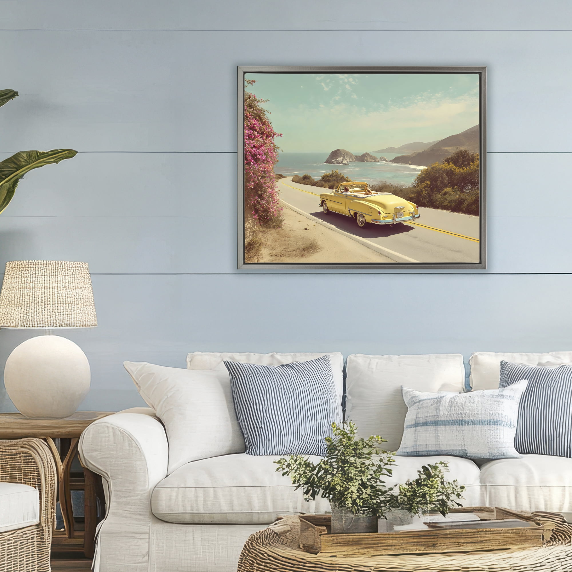 Stupell Industries Vintage Yellow Ride Gray Framed Floater Canvas Wall Art, design by Franklyn Gregory
