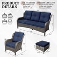 thumbnail image 7 of Joyside 5 PCS Wicker Patio Furniture Set, Rattan Patio Chairs with Sofa and Ottomans, Deep Seating, High Back, Thick Cushions, Outdoor Furniture Set for Deck Porch, DarkBlue, 7 of 7