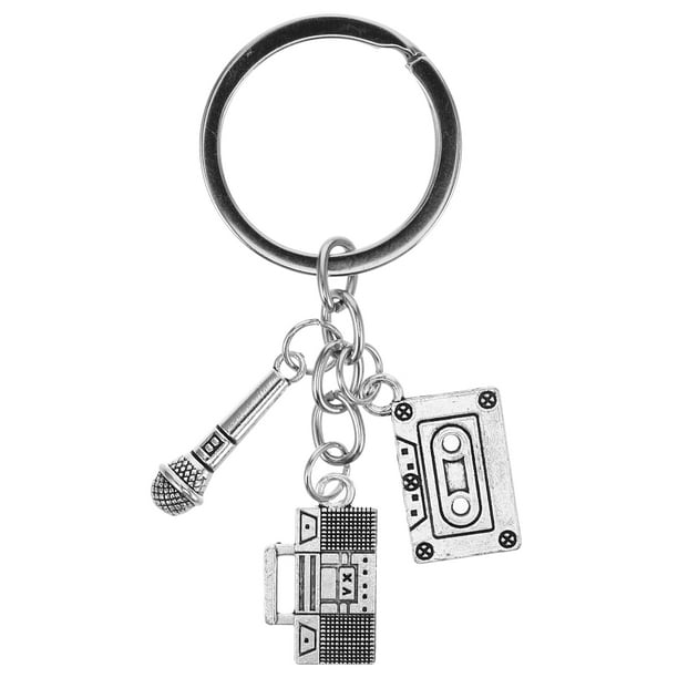 Llavero con micrófono colgante, llavero de música para amantes de la música, mini llavero con micrófono, llavero decorativo, colgante para bolso, mochila, llavero para recuerdo de fiesta