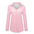 thumbnail image 4 of Western Cowgirl Shirts for Women Button Down Shirts Floral Print Spring Country Party Long Sleeve Tops Pink L, 4 of 5