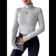 thumbnail image 2 of Camisetas de Larga con Cuello Alto para Mujer, de Otoño, con Forro Acanalado, Suaves y Térmicas. Gris XXL, 2 of 8