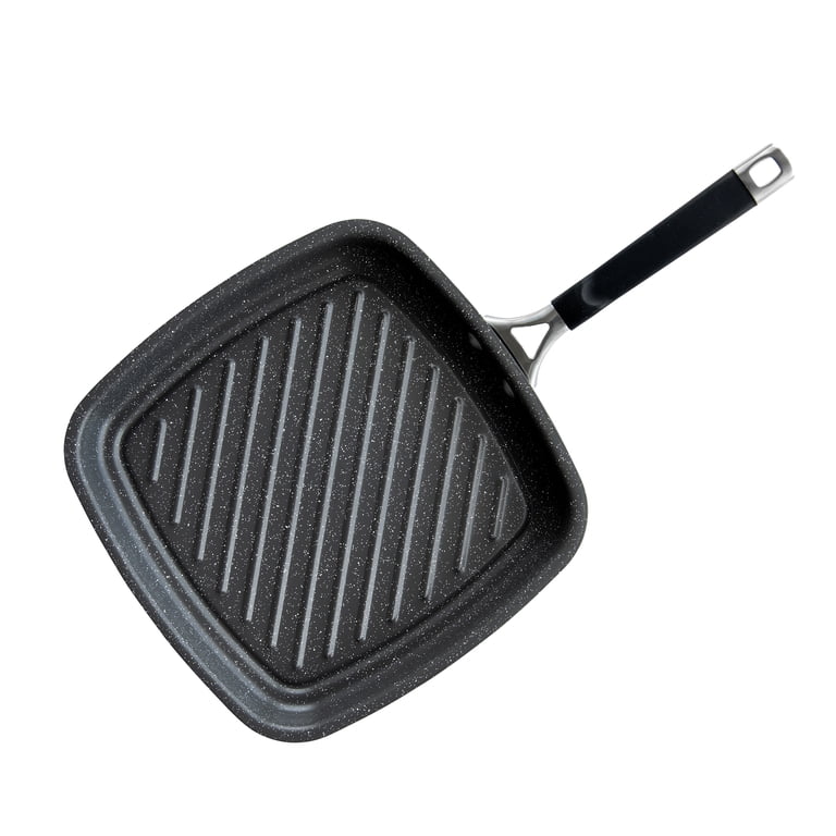 BRA Cookware Square Ribbed Grill Pan - 11x11 Inch Cast Aluminum, Non-Stick | Induction Compatible