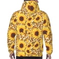 thumbnail image 3 of Bingfone Abstract Leopard Print Sunflower Men's Drawstring Hoodie Long Sleeve Pocket Sweatshirts-3X-Large, 3 of 6