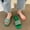 Green, variant on Flash Deals ABPWLY New Retro Square Toe Flat Shoes Women's Rhinestone Casual Flat Sandals Women's Slippers