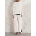 thumbnail image 3 of KelaJuan Women 2 Piece Knitted Outfits Contrast Color Loose Sweater and Elastic Pants Set Streetwear Aesthetic Clothes, 3 of 5