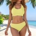 thumbnail image 2 of Women High Waisted Bikini Set Scoop Neck Bikini Crop Top Swimsuit 2 Piece Crisscross Back Sporty Bathing Suit Yellow S, 2 of 5