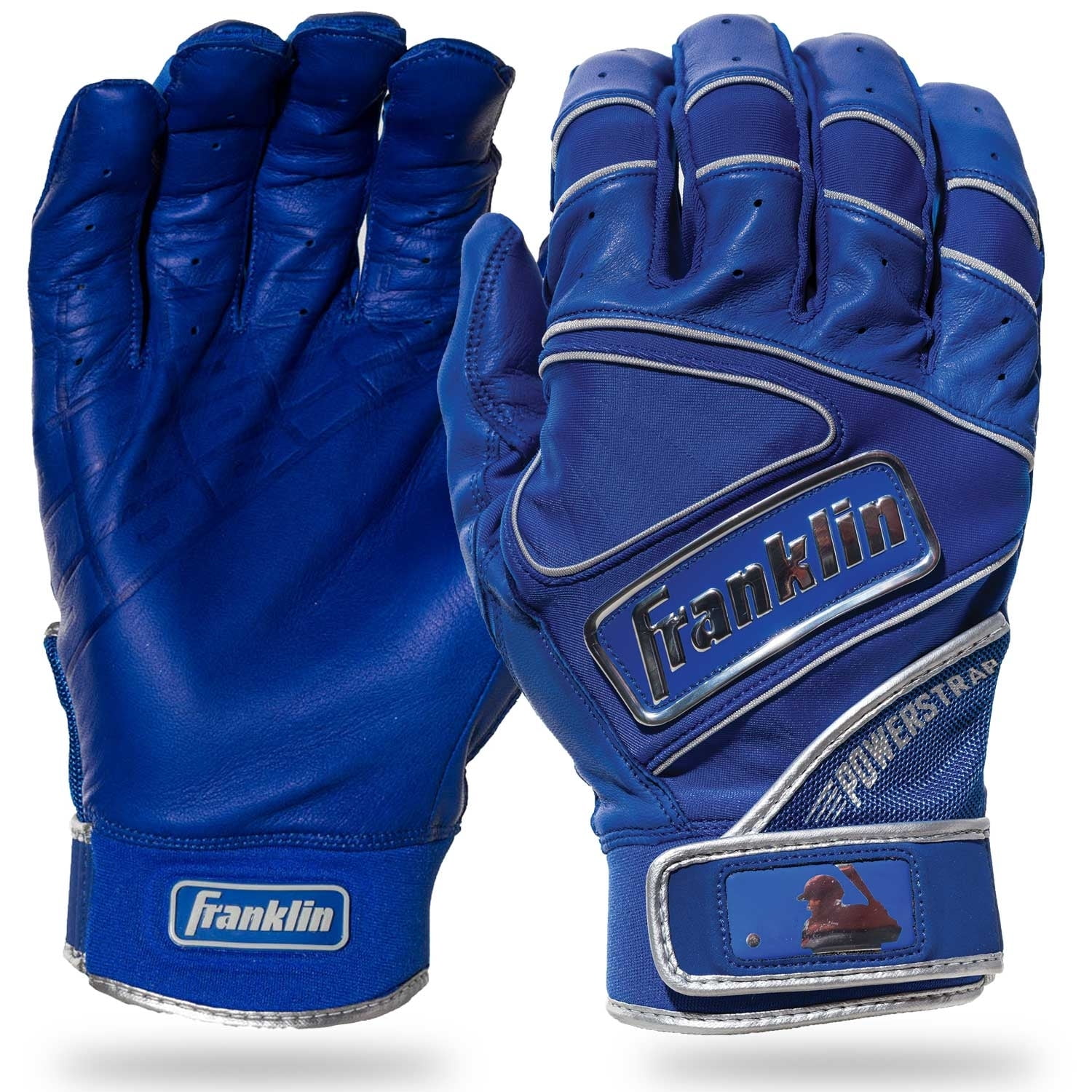 Franklin Sports Power strap Series Batting Gloves, Chrome Royal, Adult