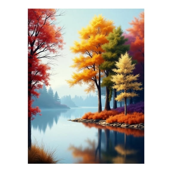 Diamond Art Kit for Adults, Modern Autumn Tree Print No.62 Diamond Painting for Adults Beginners, 5D DIY Diamond Art Painting Kits, Colorful Diamond Painting Craft for Home Decor 12x16