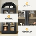 thumbnail image 6 of Huloretions Bookshelf Arched Bookcase with Doors Storage,Wooden Display Cabinet,Farmhouse Bookcase 71.4" Tall Freestanding Open Storage Shelf Display Rack for Living Room Home Office, 6 of 8