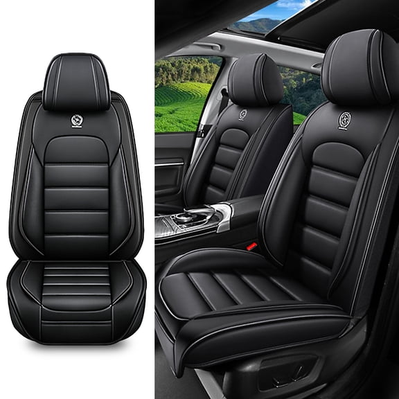 Universal Car Seat Covers for Toyota 4Runner 1986-2026 Anti-Slip Seat Covers,Waterproof Faux Leather Full Coverage Car Seat Protectors Interior Accessories(2Pcs Standard/Black)