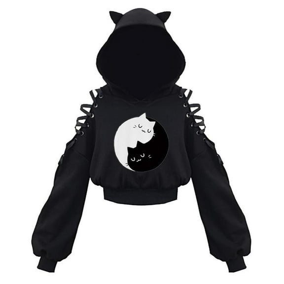 Fesfesfes Women's Ear Hoodie Pullover Long Sleeve Hooded Tops Sweatshirt Cute Blouse