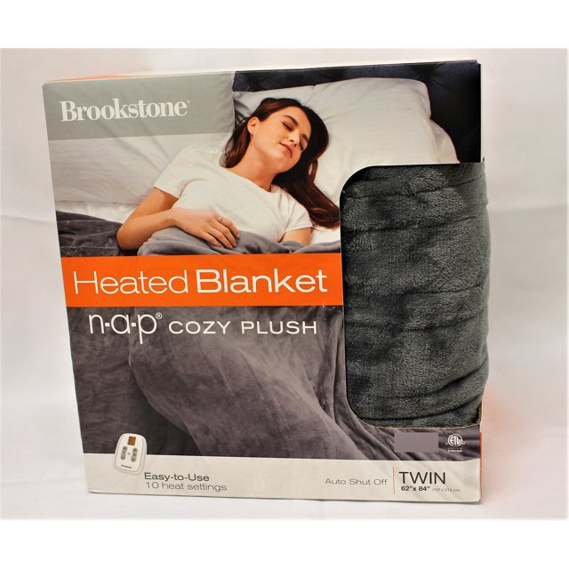 Brookstone NAP Cozy Plush Heated Blanket (Twin) (Dark Gray