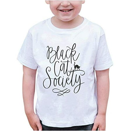 

7 ate 9 Apparel Kid s Halloween Black Cat Society White T-Shirt