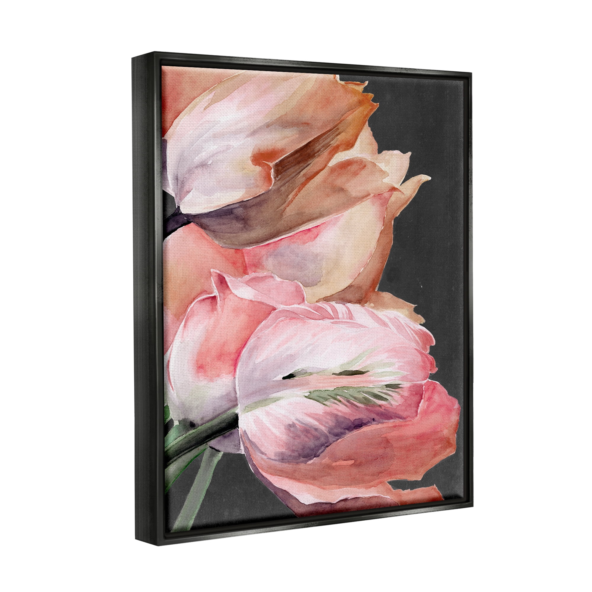 Stupell Industries Pink Tulips Flower Arrangement Botanical & Floral Painting Black Floater Framed Art Print Wall Art