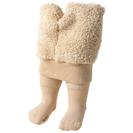 

LNWUY Girl s Bottoming Pants Solid Color Plush Outside Wear Thickened with Legs Pants Warm Pants Bottoming Pants Khaki 4 Years