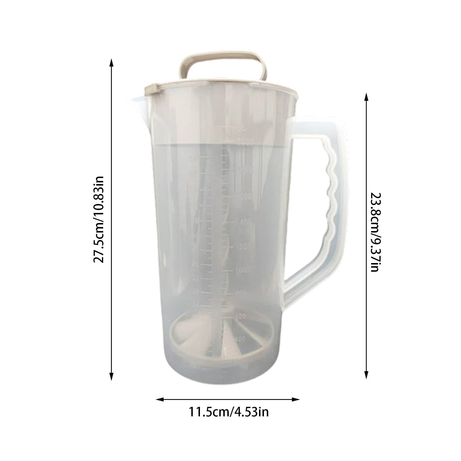 2000ml Mixing Pitcher For Beverages Juice Tea Milk Lemonade With Lid And Plunger Stirrer Clear Wide Mouth Drink Container