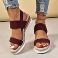 thumbnail image 2 of Summer Espadrilles for Women Slip on Strappy Wedge Sandals Casual Open Toe Beach Shoes Lightweight Wedges Heels Red Size 6.5, 2 of 6