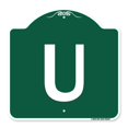 thumbnail image 1 of SignMission A-DES-GW-1818-22924 18 x 18 in. Designer Series Sign - Sign with Letter U , Green & White, 1 of 8