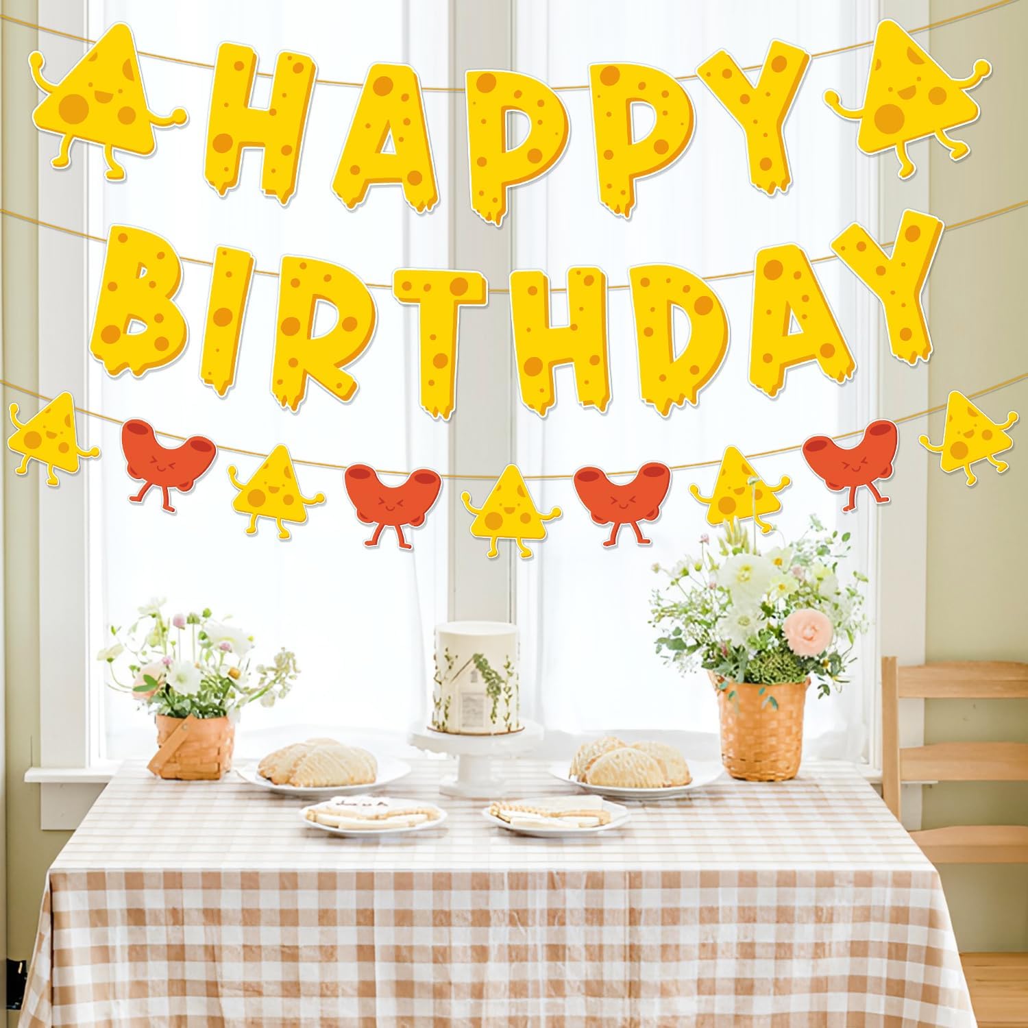 Happy Birthday Hintergrund „Makkaroni Und Käse“ – 1,5 X 0,9 M Vinyl, Käsige Partydeko Für Fotoshootings