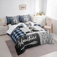 thumbnail image 3 of Manfei Safari Bear 7-Piece Bedding Comforter Set,Outdoor Adventure King Bedding Sets,Blue Black Plaid Grid Bed Sheets For Boy Teens,Ultra Soft Home Decor, 3 of 8