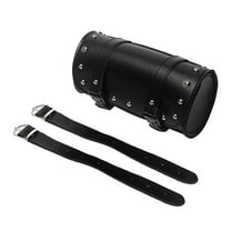 ionze Tools Motorcycle Handlebar Bag Saddlebags PU Leather Handmade Motorcycle Fork Bag Roll Durable Storage Tool Pouch with Straps for Men Women House Tools Set (Black)