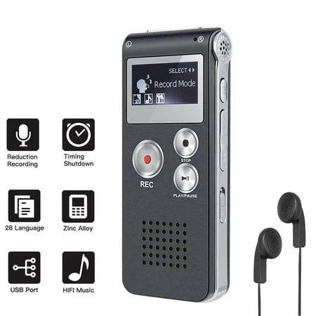 LCD Display HD Sound Stereo 8GB Digital Voice Recorder Sound Audio Activated Telephone Dictaphone MP3 Player Clock Meeting Landline Phone Recording with Earphone Speaker