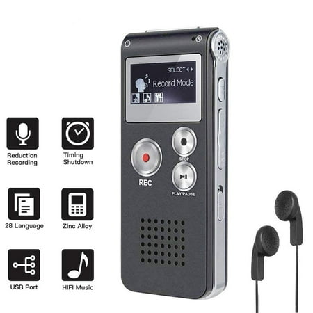 - Professional 3D Sound Stereo 8GB Memory Digital Voice Recorder Sound Activated Telephone Dictaphone MP3 Player Meeting with Earphone Speaker