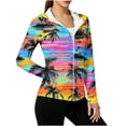 thumbnail image 5 of Warop Women's UPF 50+ Sun Protection Zip Up Hooded Long Sleeve Jacket with Irregular Print Finger Cuffs Beach Top, 5 of 5