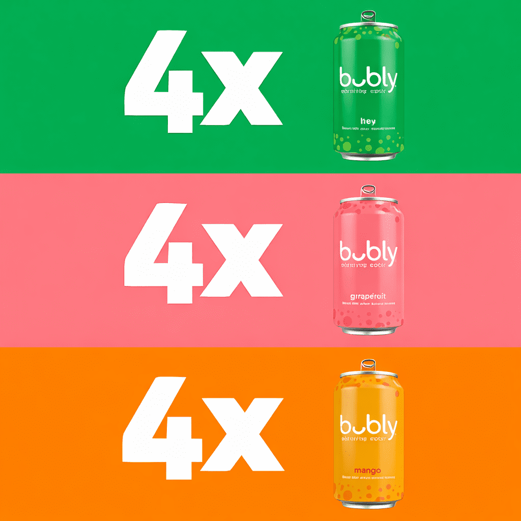 bubly Sparkling Water, Tropical Thrill 3 Flavor Variety Pack (Lime, Grapefruit, Mango), Zero Sugar & Zero Calories, Seltzer Water, 12 Fl Oz Cans (Pack of 12)