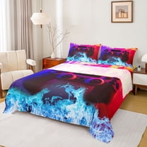 Feelyou 3D Gamepad Gaming Boys Bed Sheets, Fire and Water King Sheets, 4 Pieces