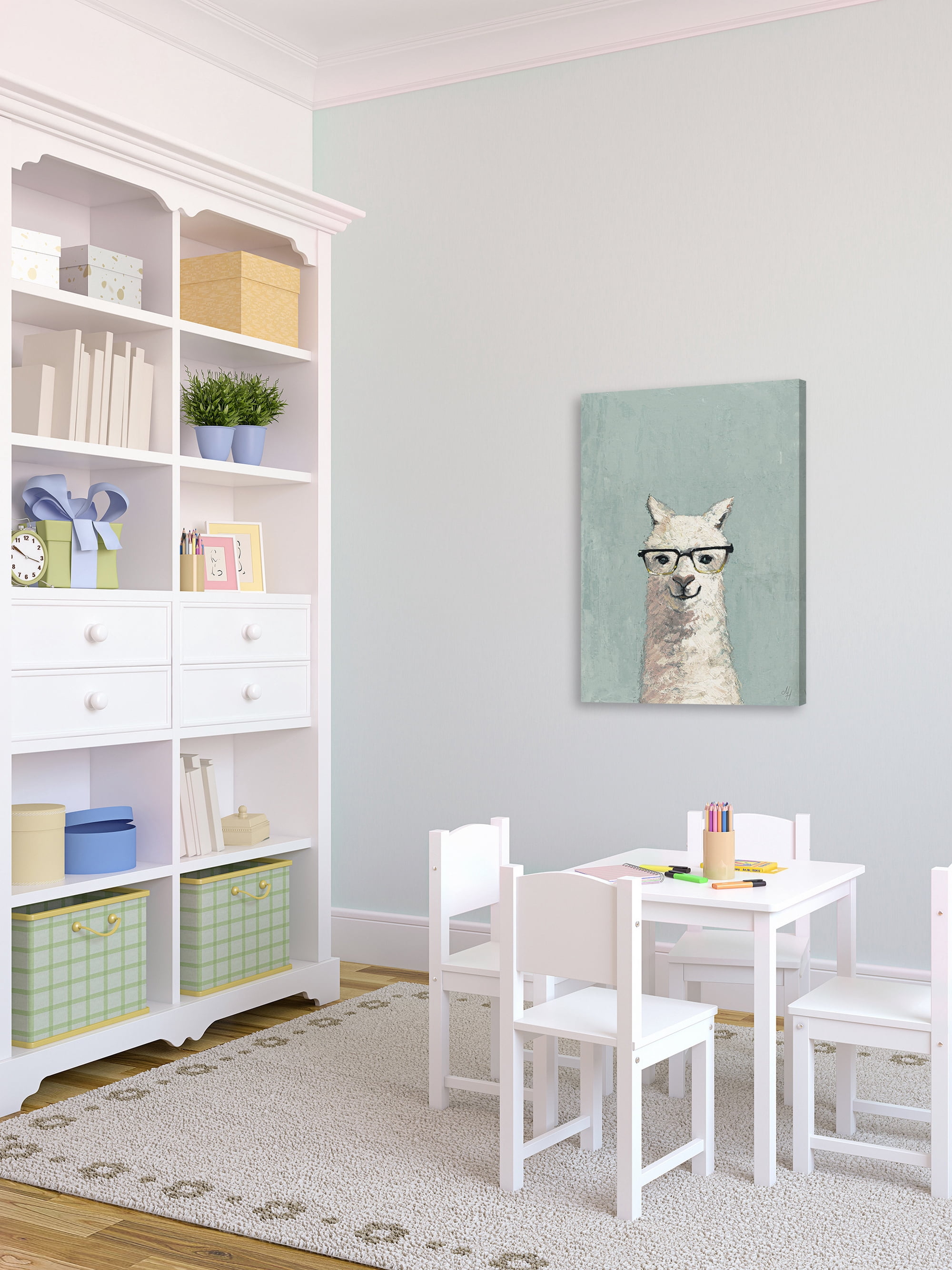 Marmont Hill White Llama with Glasses II Canvas Wall Art