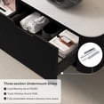 thumbnail image 5 of 60" Floating Bathroom Vanity with Double Sink, Natural Solid Wood Modern Bathroom Vanities with Ultra-Thin Marble Sink and Countertop, Soft-Close Design, Pre-Assembled Cabinet, Black, 5 of 6