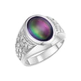 thumbnail image 3 of RYLOS Men's Rings Sterling Silver Nugget Ring with Cabochon Gemstone & Diamonds Alexandrite Rings For Men Size 12, 3 of 7
