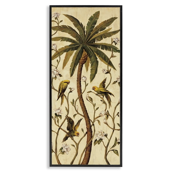 Stupell Industries Parrots & Jungle Botanics Plants & Flowers Painting Black Framed Art Print Wall Art, 10 x 24
