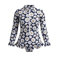 thumbnail image 4 of NAFUU Baby Girls Swimsuit Long Sleeve O-Neck Zipper One Piece Swim Suits Summer Floral Print Bathing Suits For Kids Swimwear Swimsuits For Girl Sizes 3-4 Years, 4 of 4
