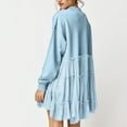 thumbnail image 3 of FEIFLY Women Oversized Pullover Sweatshirt Dress Long Sleeve O-Neck Patchwork Ruffle Loose Sweatshirts Solid Color Cozy Winter Autumn Tops, 3 of 8
