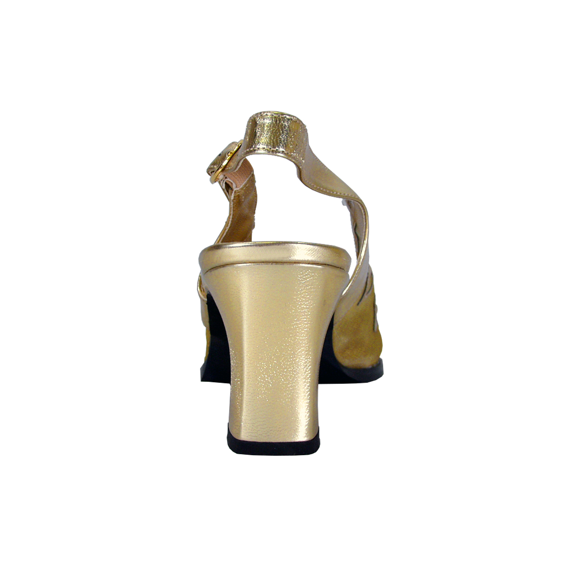 FUZZY Greta Women Wide Width Closed Toe Decorative Nylon Mesh Slingback GOLD 12