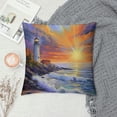 thumbnail image 2 of Orinice Lighthouse Sunset Rocky Shore Graphic Decorative Cushion Throw Pillow Cover for Home Couch Living Room Bed Sofa Square Printed on Both Sides 1PC 18x18in, 2 of 5