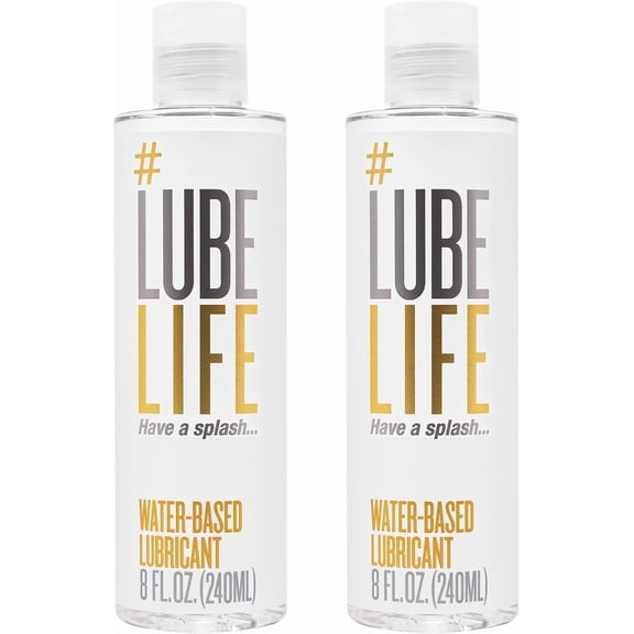Lube Life Water Based Personal Lubricant, Lube for Men, Women & Couples, Non-Staining, 2 x 8 Fl Oz