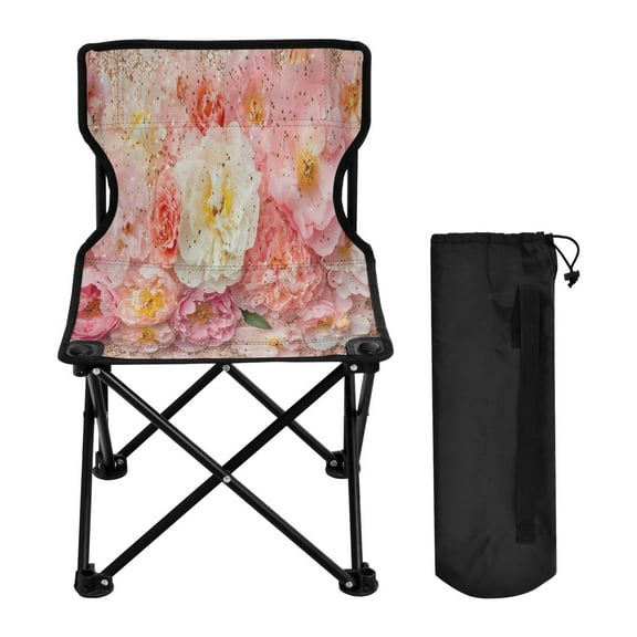 YAZAOO Camping Chairs Modern Pink and White Flowers Glitter Pattern Folding chair