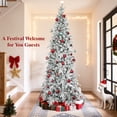 thumbnail image 3 of Qunler 7ft Pre-Lit Snow Flocked Artificial PE+PVC Christmas Tree with 350 Warm White 8 Modes LED Lights, Green, 3 of 9