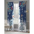 thumbnail image 4 of Christmas Snowman Sheer Curtains 84 inches Long, Classic Winter Christmas Tree Deep Blue Light Filtering Sheer Window Curtains Rod Pocket Voile Drapes for Bedroom Living Room, 2 Panels 52"W x 84"L, 4 of 7