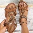 thumbnail image 2 of Zynoxe Womens Sandals Breathable Open Toe Vacation Beach Sandals Comfortable Elastic Strap Shoes for Women Summer Fashion Bohemian Flats Shoes Wedding Footwear 5.5, 2 of 9