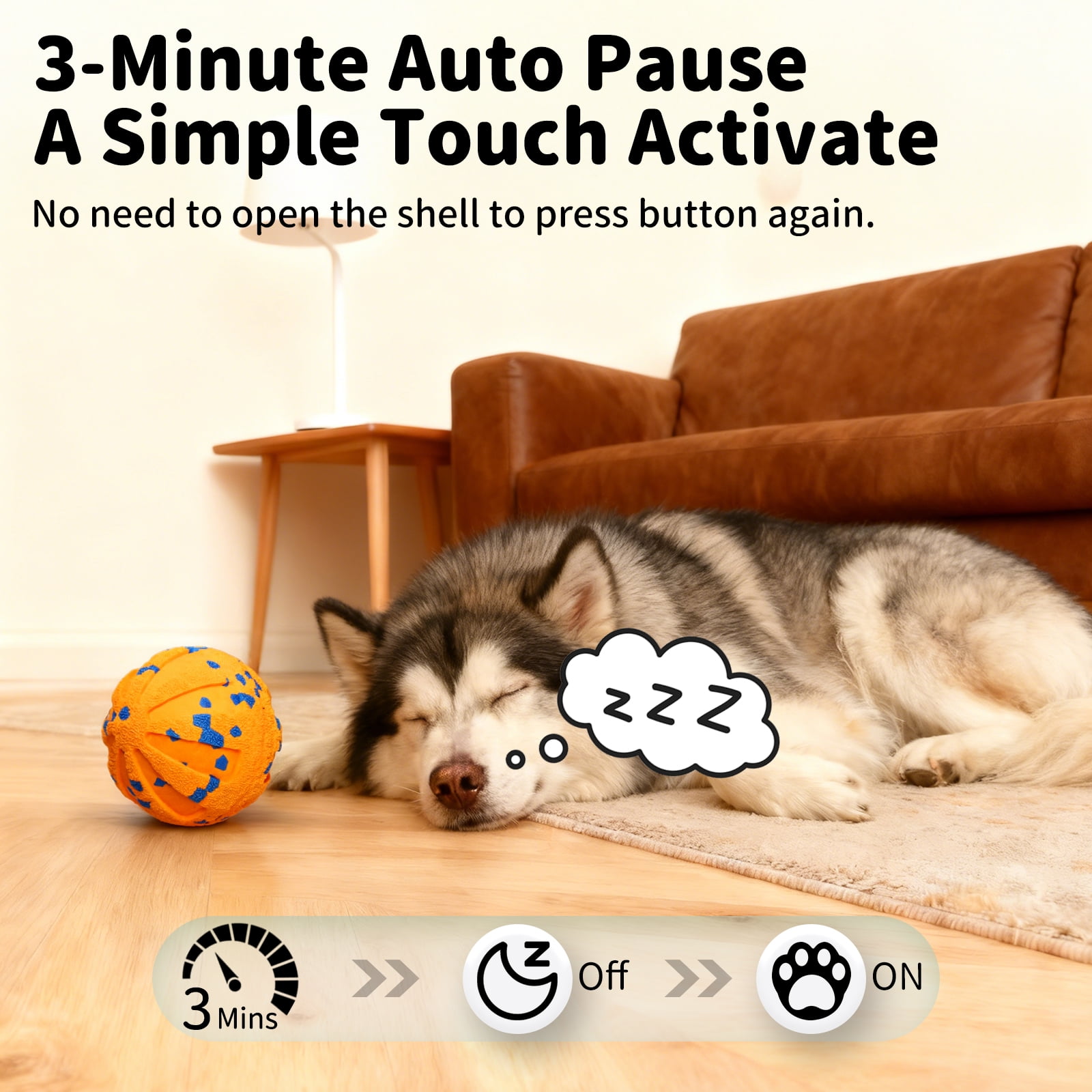 JoyBruko Interactive Dog Toys Ball, Moving Dog Toys to Keep Them Busy, Automatic Self Rolling & Bouncing, Soft E-TPU Material IPX7 Waterproof, Enrichment for Small Medium Large Breeds, Orange